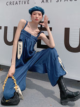 Letter Patch Loose Casual Wide-leg Jumpsuit